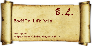 Boár Lívia névjegykártya